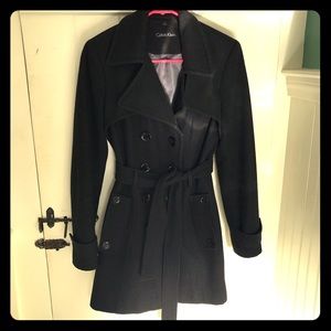Calvin Klein wool military pea coat sz 4
